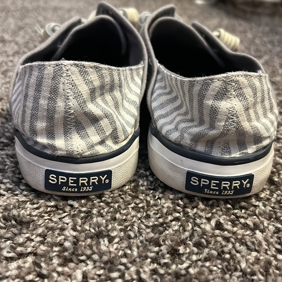 Sperry Top-Sider gray and white striped sneakers size 10 - Picture 2 of 9
